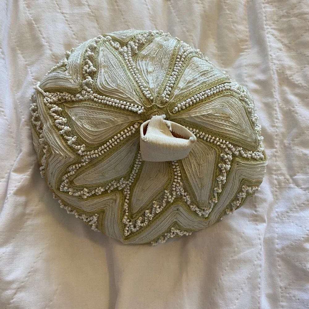 Gladys & Belle Ivory Beaded Soutache Halo Beret Cocktail‎ Hat Bridal OS